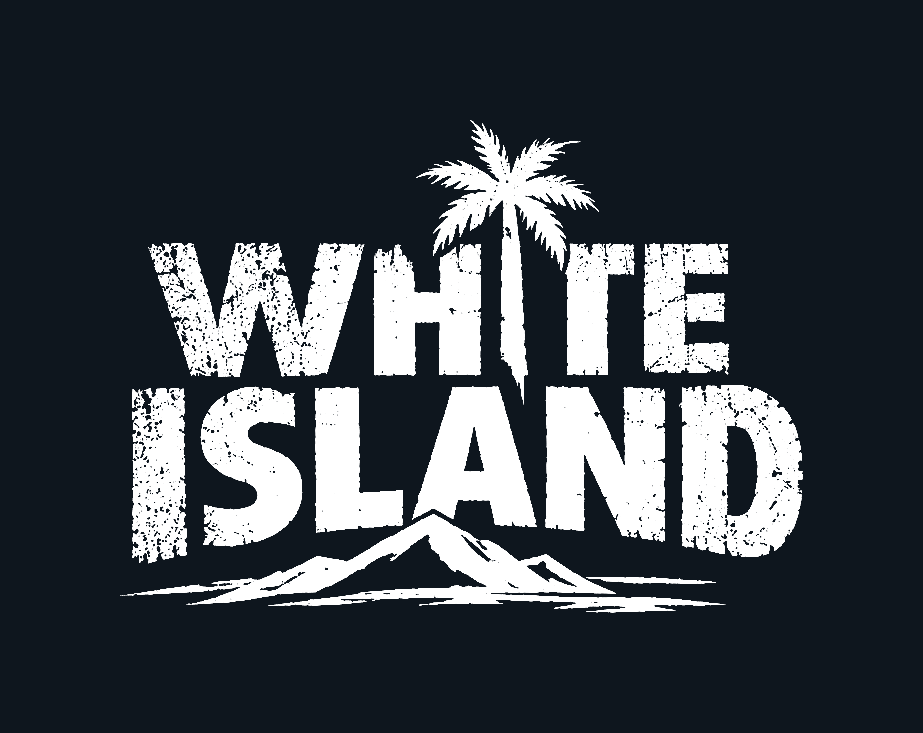 The White Island logo on a dark background